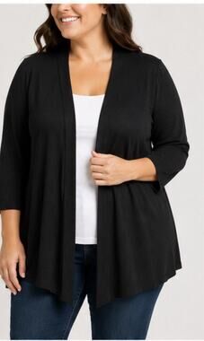 a.n.a. A New Approach Women’s 3X Black Open Front Cardigan Sweater Plus Size